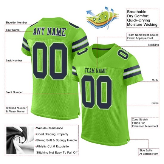 Fußballtrikot Custom Navy-Weiß Neon Authentic Mesh Grün Fußballtrikot Custom Navy-Weiß Neon Authentic Mesh Grün
