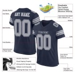 Authentisches grau-weißes Mesh-Trikot, Marineblau, Fußball, individuell Authentisches grau-weißes Mesh-Trikot, Marineblau, Fußball, individuell