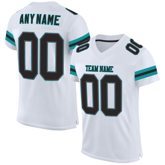 Trikot Authentic Weiß Mesh Football Schwarz-Aqua Custom Trikot Authentic Weiß Mesh Football Schwarz-Aqua Custom