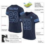 Authentischer, individueller Fußball aus marineblauem Mesh-Jersey in Hellblau Authentischer, individueller Fußball aus marineblauem Mesh-Jersey in Hellblau