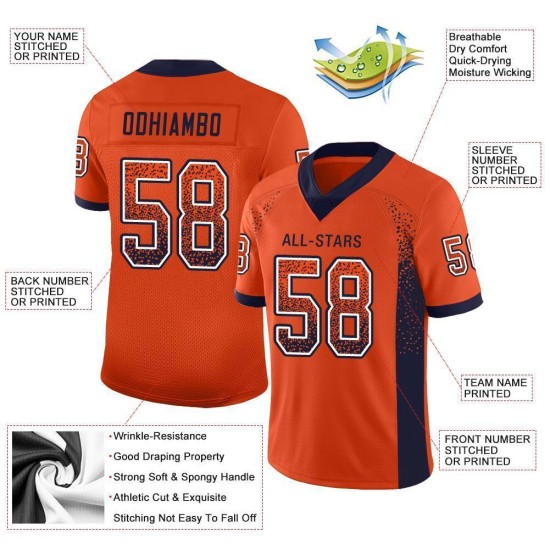 Orange Fashion Drift Mesh Custom Jersey Marineblau-Weiß Fußball Orange Fashion Drift Mesh Custom Jersey Marineblau-Weiß Fußball