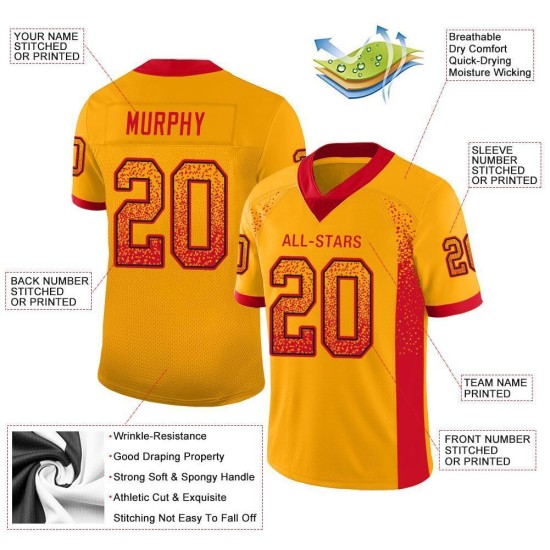 Gold Jersey Mode Scarlet-Schwarz Fußball Drift Mesh Custom Gold Jersey Mode Scarlet-Schwarz Fußball Drift Mesh Custom