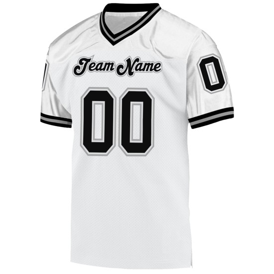 Authentic Mesh Custom Jersey Throwback Football Schwarz-Grau Weiß Authentic Mesh Custom Jersey Throwback Football Schwarz-Grau Weiß