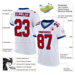 Benutzerdefiniertes weißes authentisches Mesh-Fußballtrikot in Rot-Royal Benutzerdefiniertes weißes authentisches Mesh-Fußballtrikot in Rot-Royal