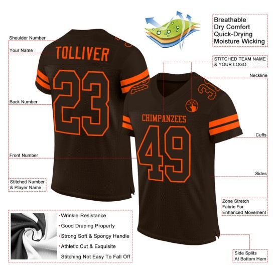Brauner Jersey Mesh Braun-Orange Authentic Custom Football Brauner Jersey Mesh Braun-Orange Authentic Custom Football