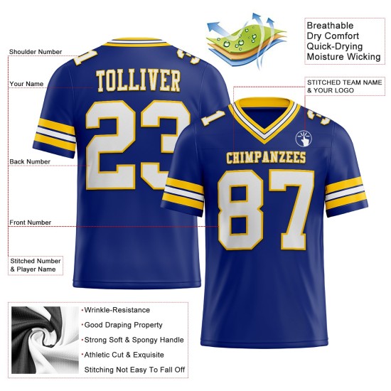 Mesh Royal Weiß-Gelb Custom Jersey Authentic Football Mesh Royal Weiß-Gelb Custom Jersey Authentic Football
