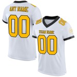 Authentisches Fußballtrikot Mesh Weiß Gold-Schwarz Custom Authentisches Fußballtrikot Mesh Weiß Gold-Schwarz Custom