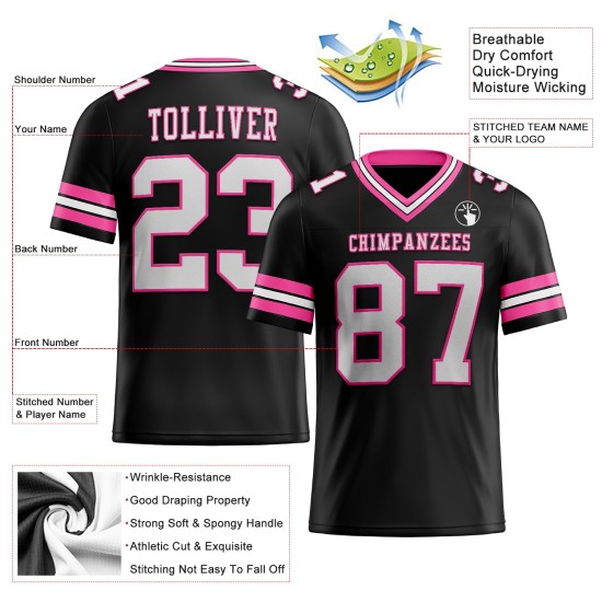 Mesh Schwarz Weiß-Pink Custom Authentic Fußballtrikot Mesh Schwarz Weiß-Pink Custom Authentic Fußballtrikot