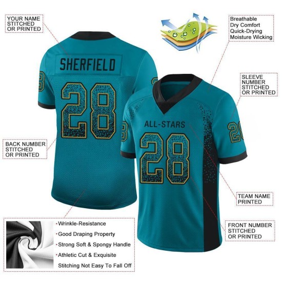 Football Fashion Schwarz-Altgold Drift Mesh Trikot Teal Custom Football Fashion Schwarz-Altgold Drift Mesh Trikot Teal Custom