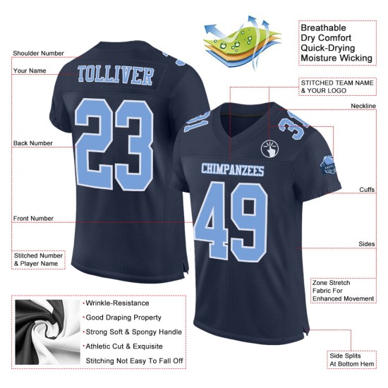 Leichtes Trikot Navy Football Custom Blau-Weiß Mesh Authentic Leichtes Trikot Navy Football Custom Blau-Weiß Mesh Authentic