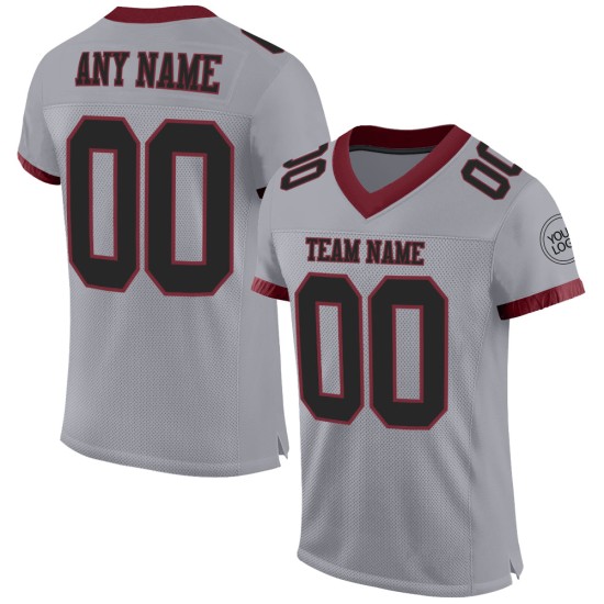 Mesh Custom Schwarz-Burgund Grau Authentic Jersey Football Mesh Custom Schwarz-Burgund Grau Authentic Jersey Football