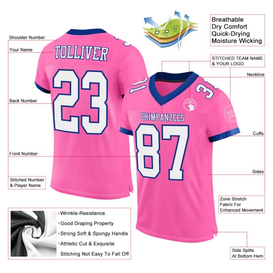 Fußballtrikot Custom Mesh Authentic Weiß-Royal Pink Fußballtrikot Custom Mesh Authentic Weiß-Royal Pink
