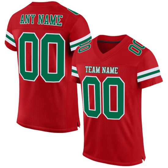 Authentisches grün-weißes Custom Mesh Kelly Football Trikot Rot Authentisches grün-weißes Custom Mesh Kelly Football Trikot Rot
