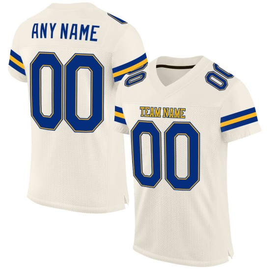 Fußball Authentic Mesh Trikot Creme Custom Royal-Gold