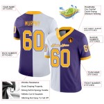 Lila Jersey Custom Mesh Split Fashion Gold-Weiß Fußball Lila Jersey Custom Mesh Split Fashion Gold-Weiß Fußball