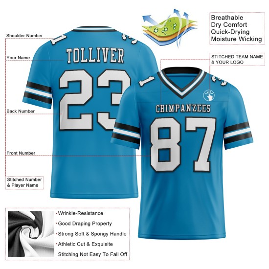 Mesh Trikot Panther Authentic Football Blau Weiß-Schwarz Custom Mesh Trikot Panther Authentic Football Blau Weiß-Schwarz Custom