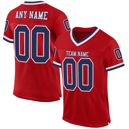 Mesh Authentic Red Custom Navy-Weiß Fußballtrikot Throwback Mesh Authentic Red Custom Navy-Weiß Fußballtrikot Throwback