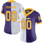 Lila Jersey Custom Mesh Split Fashion Gold-Weiß Fußball Lila Jersey Custom Mesh Split Fashion Gold-Weiß Fußball