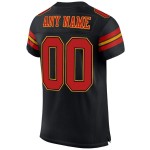 Mesh Schwarzes Authentic Fußballtrikot Custom Scarlet-Gold Mesh Schwarzes Authentic Fußballtrikot Custom Scarlet-Gold