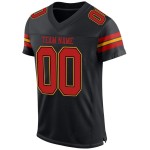 Mesh Schwarzes Authentic Fußballtrikot Custom Scarlet-Gold Mesh Schwarzes Authentic Fußballtrikot Custom Scarlet-Gold