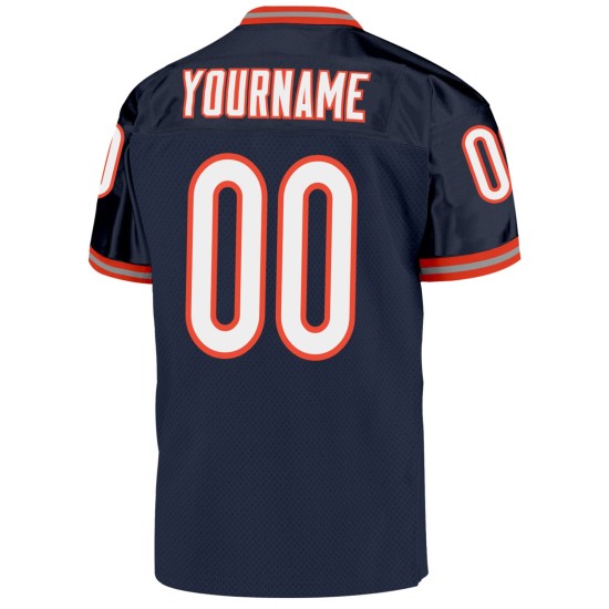 Weiß-Orange Custom Mesh Navy Jersey Throwback Football Authentic Weiß-Orange Custom Mesh Navy Jersey Throwback Football Authentic