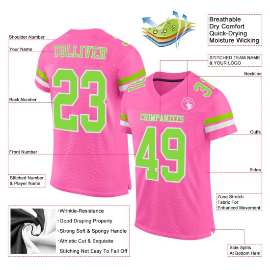 Benutzerdefiniertes Fußballtrikot Grün-Weiß Pink Authentic Neon Mesh Benutzerdefiniertes Fußballtrikot Grün-Weiß Pink Authentic Neon Mesh