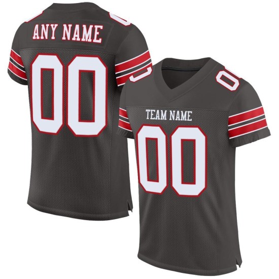 Weiß-Rotes Jersey Authentic Mesh Custom Pewter Football Weiß-Rotes Jersey Authentic Mesh Custom Pewter Football