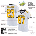 Authentisches Fußballtrikot Mesh Weiß Gold-Schwarz Custom Authentisches Fußballtrikot Mesh Weiß Gold-Schwarz Custom