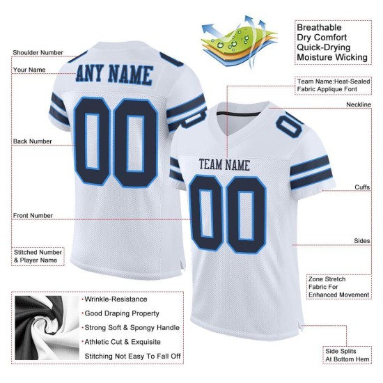 Blaues Fußballtrikot nach Maß Authentic Navy-Pulverweiß Mesh Blaues Fußballtrikot nach Maß Authentic Navy-Pulverweiß Mesh