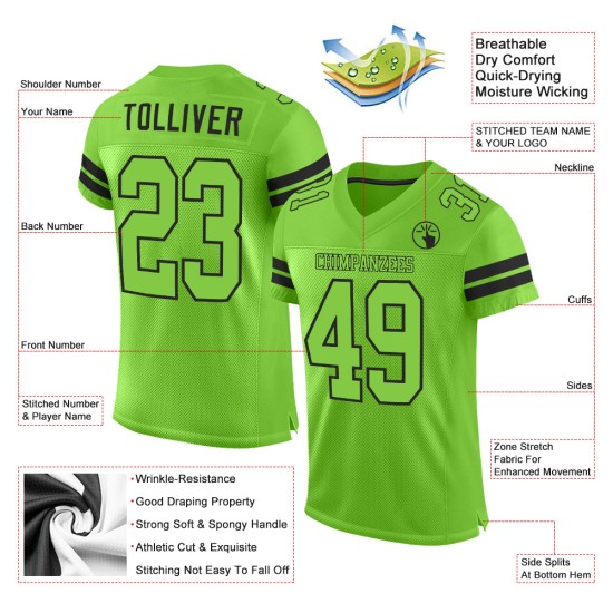 Fußball Grün Grün-Schwarz Authentic Custom Jersey Neon Mesh Neon Fußball Grün Grün-Schwarz Authentic Custom Jersey Neon Mesh Neon