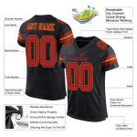 Mesh Schwarzes Authentic Fußballtrikot Custom Scarlet-Gold Mesh Schwarzes Authentic Fußballtrikot Custom Scarlet-Gold