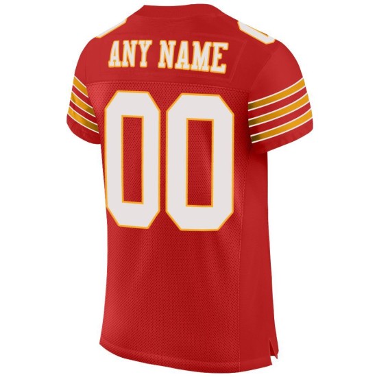 Weiß-Gold Mesh Fußball Custom Authentic Jersey Scarlet Weiß-Gold Mesh Fußball Custom Authentic Jersey Scarlet