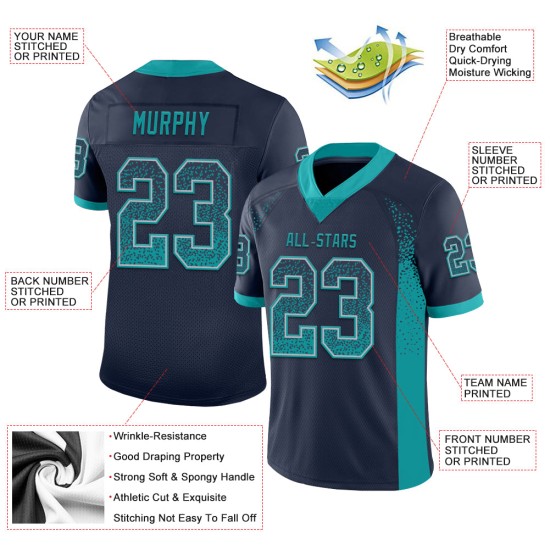 Drift Navy Teal-Grau Custom Jersey Fußball Mesh Fashion Drift Navy Teal-Grau Custom Jersey Fußball Mesh Fashion