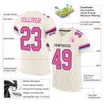 Authentisches Creme-Pink-Fußballtrikot Mesh Schwarz-Hellblau Authentisches Creme-Pink-Fußballtrikot Mesh Schwarz-Hellblau