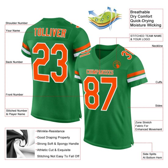 Jersey Gras Orange-Weiß Grün Authentic Fußball Custom Mesh Jersey Gras Orange-Weiß Grün Authentic Fußball Custom Mesh