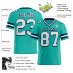 Weiß-Navy Aqua Authentic Jersey Mesh Custom Football Weiß-Navy Aqua Authentic Jersey Mesh Custom Football
