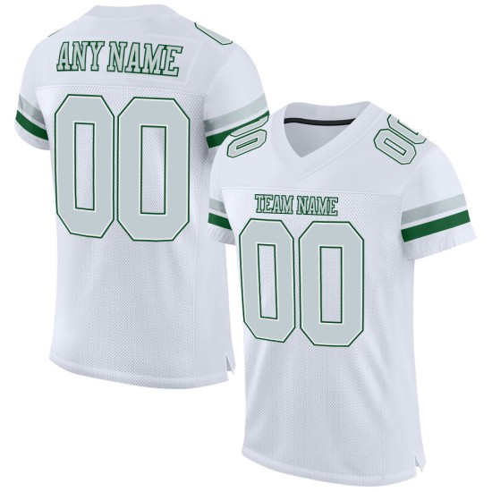 Weiß Fußball Silber-Grün Mesh Authentic Jersey Custom Weiß Fußball Silber-Grün Mesh Authentic Jersey Custom