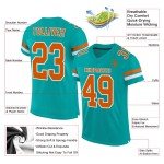 Benutzerdefiniertes Mesh-Trikot Orange-Weiß Authentic Football Aqua Texas Benutzerdefiniertes Mesh-Trikot Orange-Weiß Authentic Football Aqua Texas