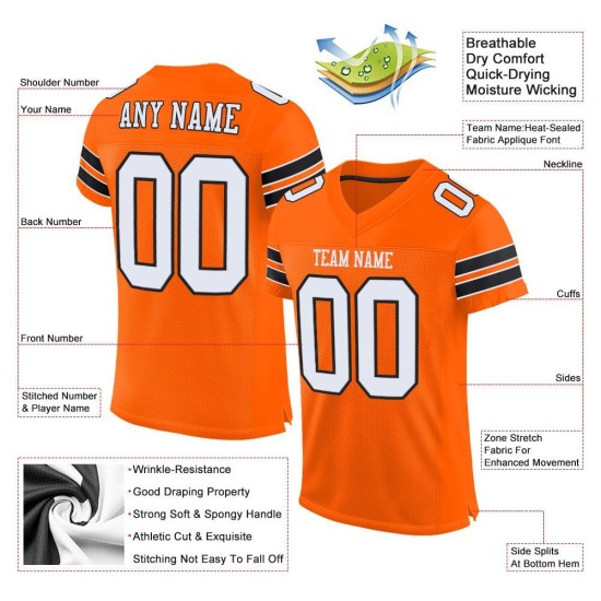 Jersey Mesh Weiß-Schwarz Custom Authentic Football Orange Jersey Mesh Weiß-Schwarz Custom Authentic Football Orange