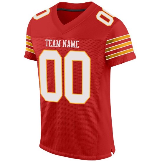 Weiß-Gold Mesh Fußball Custom Authentic Jersey Scarlet Weiß-Gold Mesh Fußball Custom Authentic Jersey Scarlet