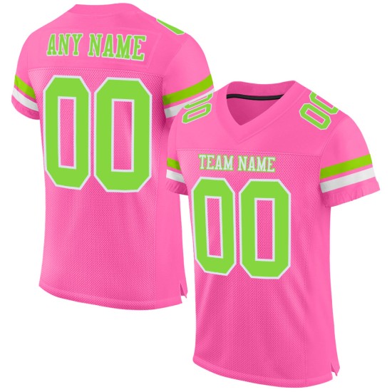 Benutzerdefiniertes Fußballtrikot Grün-Weiß Pink Authentic Neon Mesh Benutzerdefiniertes Fußballtrikot Grün-Weiß Pink Authentic Neon Mesh