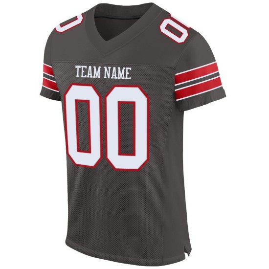 Weiß-Rotes Jersey Authentic Mesh Custom Pewter Football Weiß-Rotes Jersey Authentic Mesh Custom Pewter Football