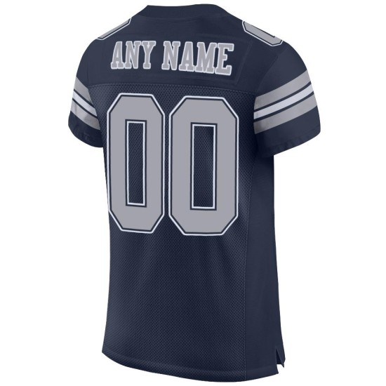Authentisches grau-weißes Mesh-Trikot, Marineblau, Fußball, individuell Authentisches grau-weißes Mesh-Trikot, Marineblau, Fußball, individuell