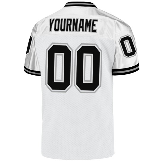 Authentic Mesh Custom Jersey Throwback Football Schwarz-Grau Weiß Authentic Mesh Custom Jersey Throwback Football Schwarz-Grau Weiß